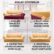 riselerhome Balpeteği 3 Kişilik Antrasit Lastikli Kanepe Örtüsü | Lastikli Koltuk Örtüsü | Koltuk Kılıfı Balpeteği Koltuk