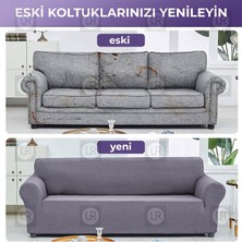 riselerhome Balpeteği 3 Kişilik Antrasit Lastikli Kanepe Örtüsü | Lastikli Koltuk Örtüsü | Koltuk Kılıfı Balpeteği Koltuk