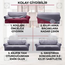 riselerhome Balpeteği 3 Kişilik Antrasit Lastikli Kanepe Örtüsü | Lastikli Koltuk Örtüsü | Koltuk Kılıfı Balpeteği Koltuk
