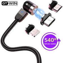 Papajack Gtwın Manyetik Mikro USB Kablosu iPhone 12 11 Pro Samsung Xiaomi Hızlı Şarj USB Tipi C Kablo Kordonu Mıknatıslı Şarj Usb-C Tel (Yurt Dışından)