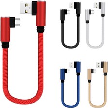 Papajack 0.25M 90 Derece USB Veri Şarj Aleti Kablosu Akıllı Tablet Telefon Için Tip C Mikro USB Samsung Huawei Xiaomi Telefon Için Kısa Kablo Şarjı (Yurt Dışından)