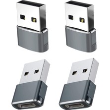 Papajack 4'lü Paket USB C Dişi - USB Erkek Adaptör, Gri (Yurt Dışından)