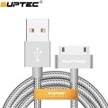 Papajack Suptec 30 Pin USB Kablosu iPhone 4s Için 4 Metal Tıpa Naylon Örgülü Tel Şarj Aleti Kablosu 2.4A Hızlı Şarj Veri Senkronizasyon Kablosu iPad 2 Için (Yurt Dışından)