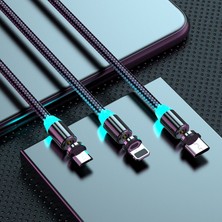 Papajack Kebiss LED Manyetik USB Şarj Kablosu Mikro USB C Tipi Kablo iPhone 14 13 11 12 Pro Max Xiaomi Telefon Şarj Cihazı USB Kablosu (Yurt Dışından)