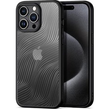 Coofbe Darbe Emici Solmaz Parmak Izi Bırakmaz Hidrofobik Lens Korumalı Apple iPhone 15 Pro Max Kılıf Buzlu Kılıf