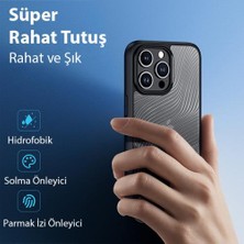 Coofbe Darbe Emici Solmaz Parmak Izi Bırakmaz Hidrofobik Lens Korumalı Apple iPhone 15 Pro Max Kılıf Buzlu Kılıf