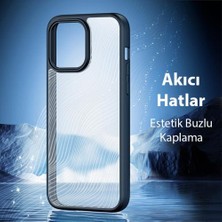 Coofbe Darbe Emici Solmaz Parmak Izi Bırakmaz Hidrofobik Lens Korumalı Apple iPhone 15 Pro Max Kılıf Buzlu Kılıf