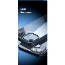 Coofbe Darbe Emici Solmaz Parmak Izi Bırakmaz Hidrofobik Lens Korumalı Apple iPhone 15 Plus Kılıf Buzlu Kılıf