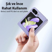 Coofbe Premium Deri Full Koruma Kablosuz Şarj Uyumlu Samsung Galaxy Z Flip5 Kılıf Z Flip5 Kılıf