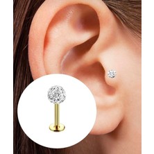 By Dilek Çetin Accessory By Dilek Çetin Acessorry Cerrahi Çelik 8 mm Arkası Düz Taşlı Piercing