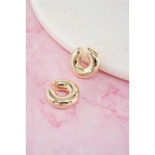 By Zeyna Aksesuar Kadın Vip Seri Bombeli 3 cm Halka Kıkırdak Küpe