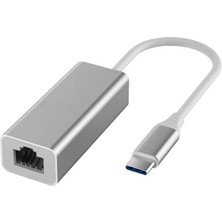 Coverzone Gigabit Type-C To Ethernet RJ45 Çevirici Kablolu Internet Dönüştürücü 1000MBPS Macbook Ile Uyumlu Notebook Ile Uyumlu Alüminyum Kasa Tak Çalıştır Usb-C To Lan Adaptörü RJ45 Tip-C ZR117