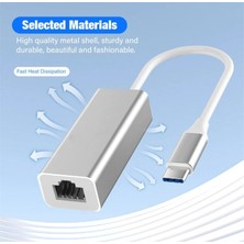 Coverzone Gigabit Type-C To Ethernet RJ45 Çevirici Kablolu Internet Dönüştürücü 1000MBPS Macbook Ile Uyumlu Notebook Ile Uyumlu Alüminyum Kasa Tak Çalıştır Usb-C To Lan Adaptörü RJ45 Tip-C ZR117