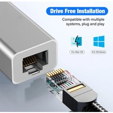 Coverzone Gigabit Type-C To Ethernet RJ45 Çevirici Kablolu Internet Dönüştürücü 1000MBPS Macbook Ile Uyumlu Notebook Ile Uyumlu Alüminyum Kasa Tak Çalıştır Usb-C To Lan Adaptörü RJ45 Tip-C ZR117