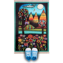 Bursa İpek Su Yeşil Ay Işığı Çiçekleri Çocuk Seccadesi Ve Oyun Halısı