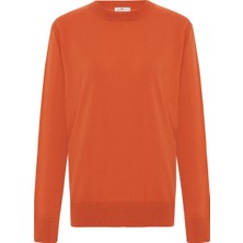 Peraluna Mateo O Neck Pullover Yumuşak Tuşeli Mevsimlik Erkek Triko Kazak - Turuncu