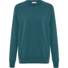 Peraluna Mateo O Neck Pullover Yumuşak Tuşeli Mevsimlik Erkek Triko Kazak - Turkuaz