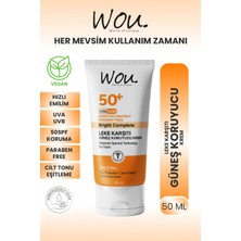 Wou Leke Karşıtı Yüksek Koruma Güneş Kremi SPF50 50 ml Wou Yüksek Koruma Güneş Kremi