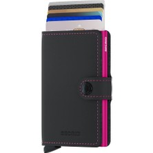Secrid Miniwallet Matte Black Fuchsia - Mat Siyah/fuşya  Orjinal Avrupa Derisi Cüzdan