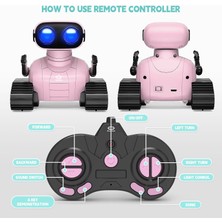 Playsheek Uzaktan Kumandalı Robot Oyuncak Şarj Edilebilir Emo Robot - Pembe