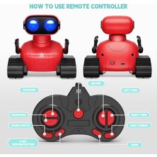 Playsheek Uzaktan Kumandalı Robot Oyuncak Şarj Edilebilir Emo Robot - Kırmızı