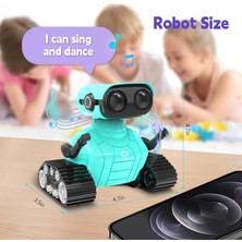 Playsheek Uzaktan Kumandalı Robot Oyuncak Şarj Edilebilir Emo Robot - Yeşil