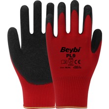 Beybi Pl9 Polyester Örme Lateks Eldiven Kırmızı 12 Çift