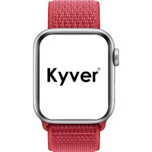 Kyver Apple Watch Seri 10 42mm, Seri 9/8/7/6/SE/5/4/3 Spor Loop Dokuma 41mm 40mm 38mm Uyumlu Kırmızı