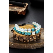 NBS Beautiful Naturel Stones Doğal Taş Unisex ( Turkuaz ,ay Taşı ) 8 mm Bileklik