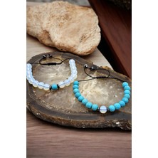 NBS Beautiful Naturel Stones Doğal Taş Unisex ( Turkuaz ,ay Taşı ) 8 mm Bileklik