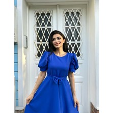 Küçüğüm Butik Karpuz Kol Kloş Midi Boy Krep Elbise