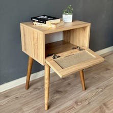 Ahşap Komodin Yan Sehpa Yatakbaşı Başucu Sehpası Kapaklı Komodin