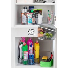 Kitchen Life 360 Derece Dönen 6 Çıkartılabilir Bölmeli Mutfak Banyo Evye Altı Düzenleyici Organizer Tepsi