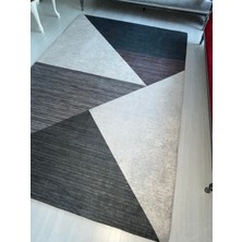 Meka Yeni Piramit Lacivert Gri Krem Lastikli Kadife Halı Örtüsü