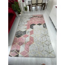 Meka Yeni Model Pudra Piramit Desen Lastikli Halı Örtüsü