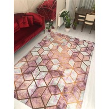 Meka Pembe Piramit Model Ipek Kadife Lastikli Halı Örtüsü