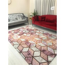 Meka Pembe Piramit Model Ipek Kadife Lastikli Halı Örtüsü