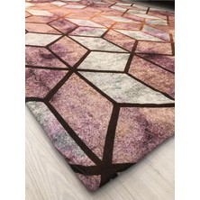 Meka Pembe Piramit Model Ipek Kadife Lastikli Halı Örtüsü