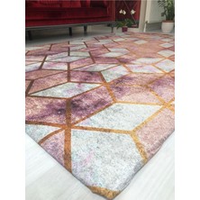 Meka Pembe Piramit Model Ipek Kadife Lastikli Halı Örtüsü