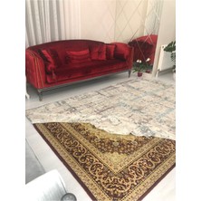 Meka Modern Desen Lastikli Kadife Halı Örtüsü