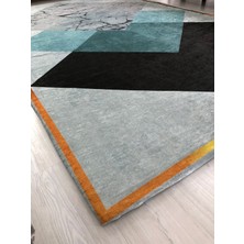 Meka Yeni Desen Turkuaz Piramit Model Kadife Halı Örtüsü