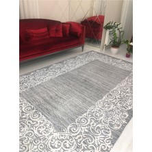 Meka Suyolu Gri Model Lastikli Kadife Halı Örtüsü