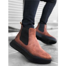 Tstore Bağcıksız Taba Renk Bantlı Yüksek Tabanlı Erkek Bot