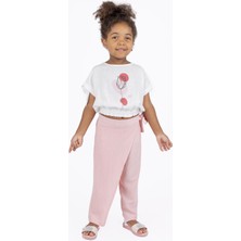 Best Kids Kız Çocuk Baskılı Belden Lastikli Crop Bluz
