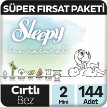 Sleepy Bio Natural Süper Fırsat Paketi Bebek Bezi 2 Numara Mini 144 Adet