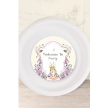 Neşeli Günlerim Pink Rabbit Pembe Tavşan Temalı Tabak Sticker (Etiket) 15'li * Yapışkanlı Kağıt