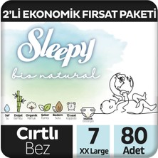 Sleepy Bio Natural 2'li Ekonomik Fırsat Paketi Bebek Bezi 7 Numara Xxlarge 80 Adet