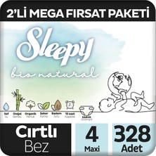Sleepy Bio Natural 2'li Mega Fırsat Paketi Bebek Bezi 4 Numara Maxi 328 Adet