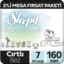 Sleepy Bio Natural 2'li Mega Fırsat Paketi Bebek Bezi 7 Numara Xxlarge 160 Adet