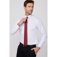 Tudors Erkek Slim Fit Non Iron Ütü Gerektirmeyen %100 Pamuk Beyaz Gömlek